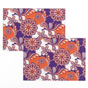 Orange and purple team color Paisley Mandala