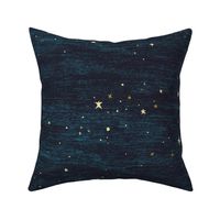 Large Night Sky Stars Midnight Blue, cyan, turquoise,  with gold stars // Christmas star, celestial non-directional , dark academia home decor