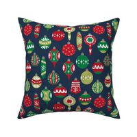 vintage christmas ornaments fabric // retro christmas fabric cute red and green fabrics andrea lauren design andrea lauren fabric