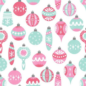 vintage christmas ornaments fabric // vintage pastel pink christmas soft pastel pink christmas ornaments retro ornaments