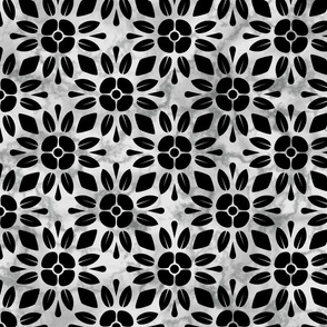 Black Floral Marble Geometric