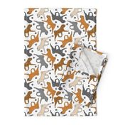 Trotting Chinese Shar pei and paw prints - white