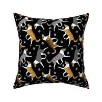 Trotting smooth coated Collies and paw prints - black