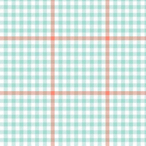 mint and coral tartan check