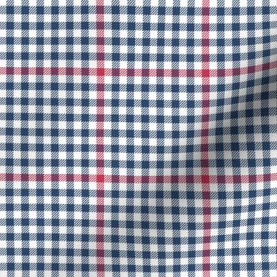 soft red, white and blue tartan check