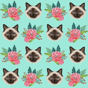 birman cat fabric cute seal point cat design cute mint florals cat design best floral cat fabrics