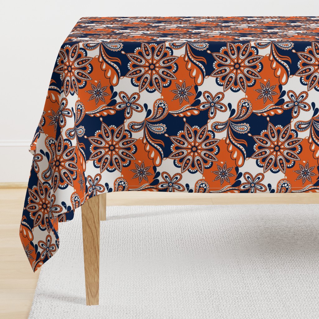 Navy and orange team color  Paisley Mandala