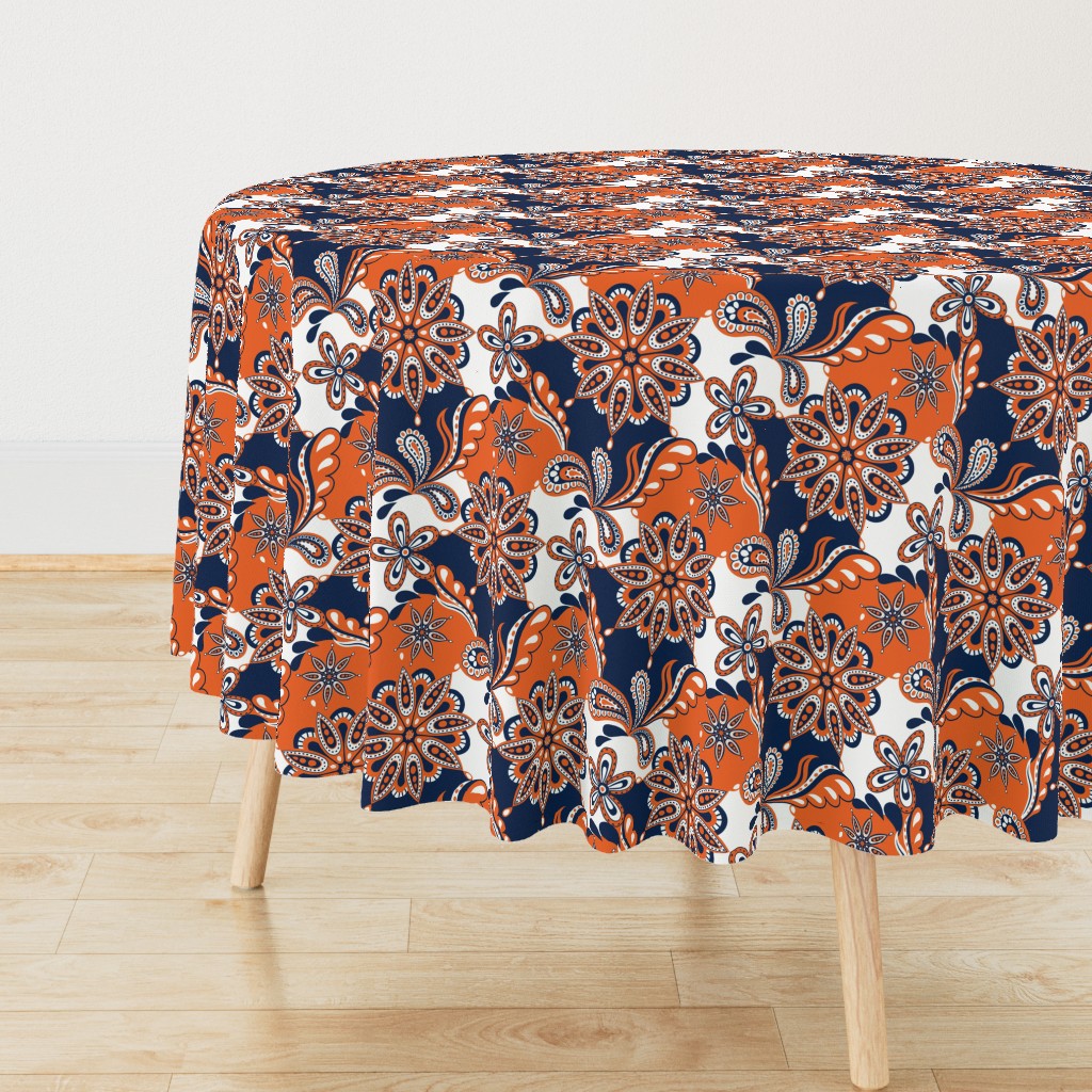 Navy and orange team color  Paisley Mandala