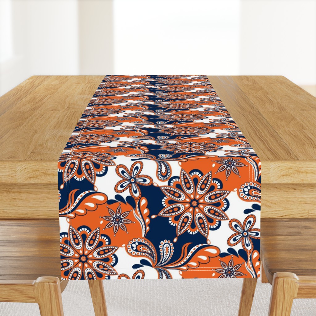 Navy and orange team color  Paisley Mandala