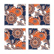 Navy and orange team color  Paisley Mandala