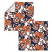 Navy and orange team color  Paisley Mandala