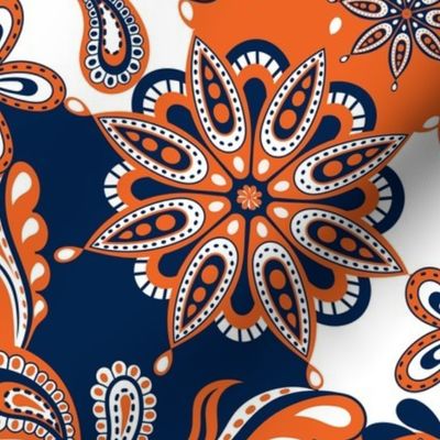 Navy and orange team color  Paisley Mandala