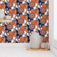 Navy and orange team color  Paisley Mandala