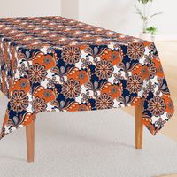 Navy and orange team color  Paisley Mandala