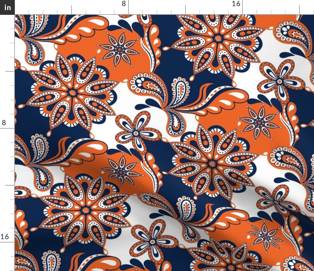 Navy and orange team color  Paisley Mandala