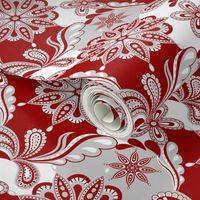 Crimson and grey team color Paisley Mandala