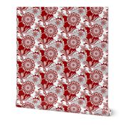 Crimson and grey team color Paisley Mandala