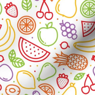 Graphic outline fruits white