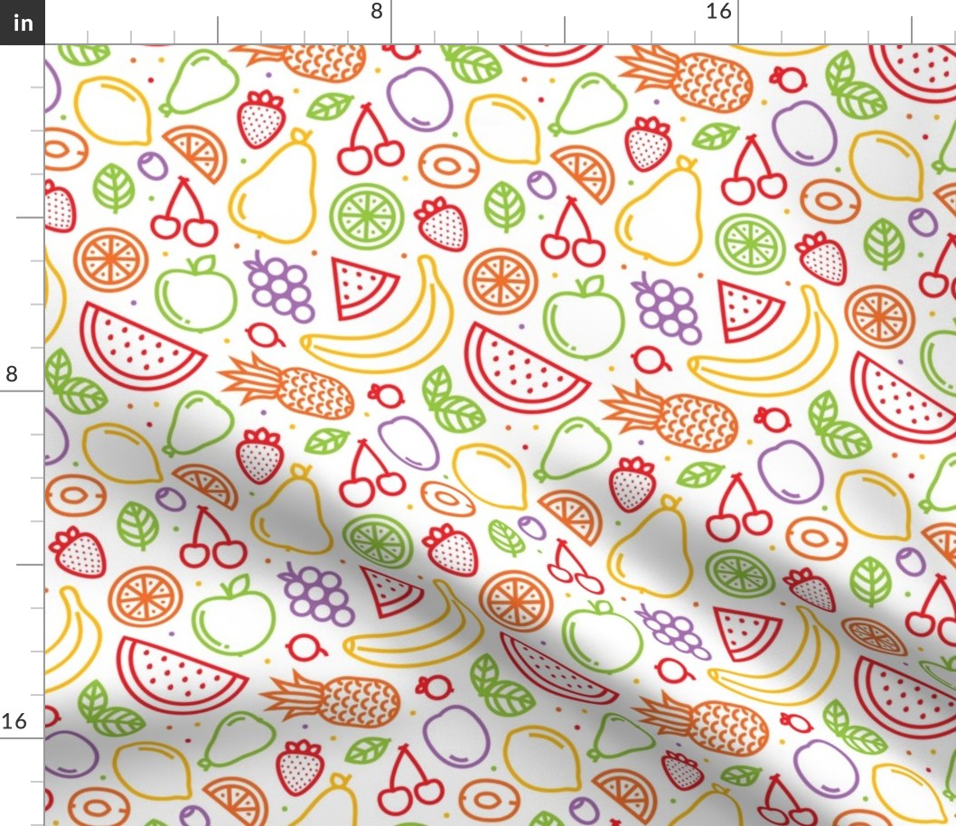 Graphic outline fruits white