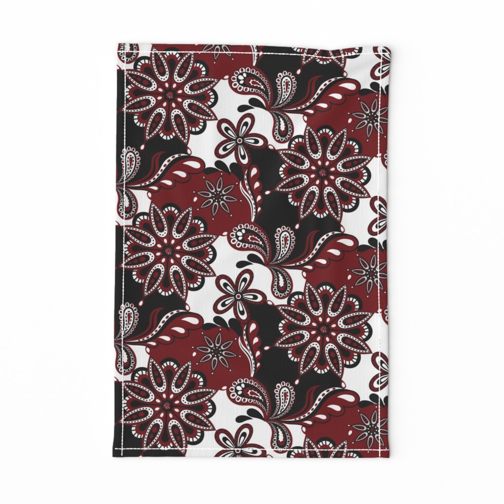 Garnet and black team color Paisley Mandala