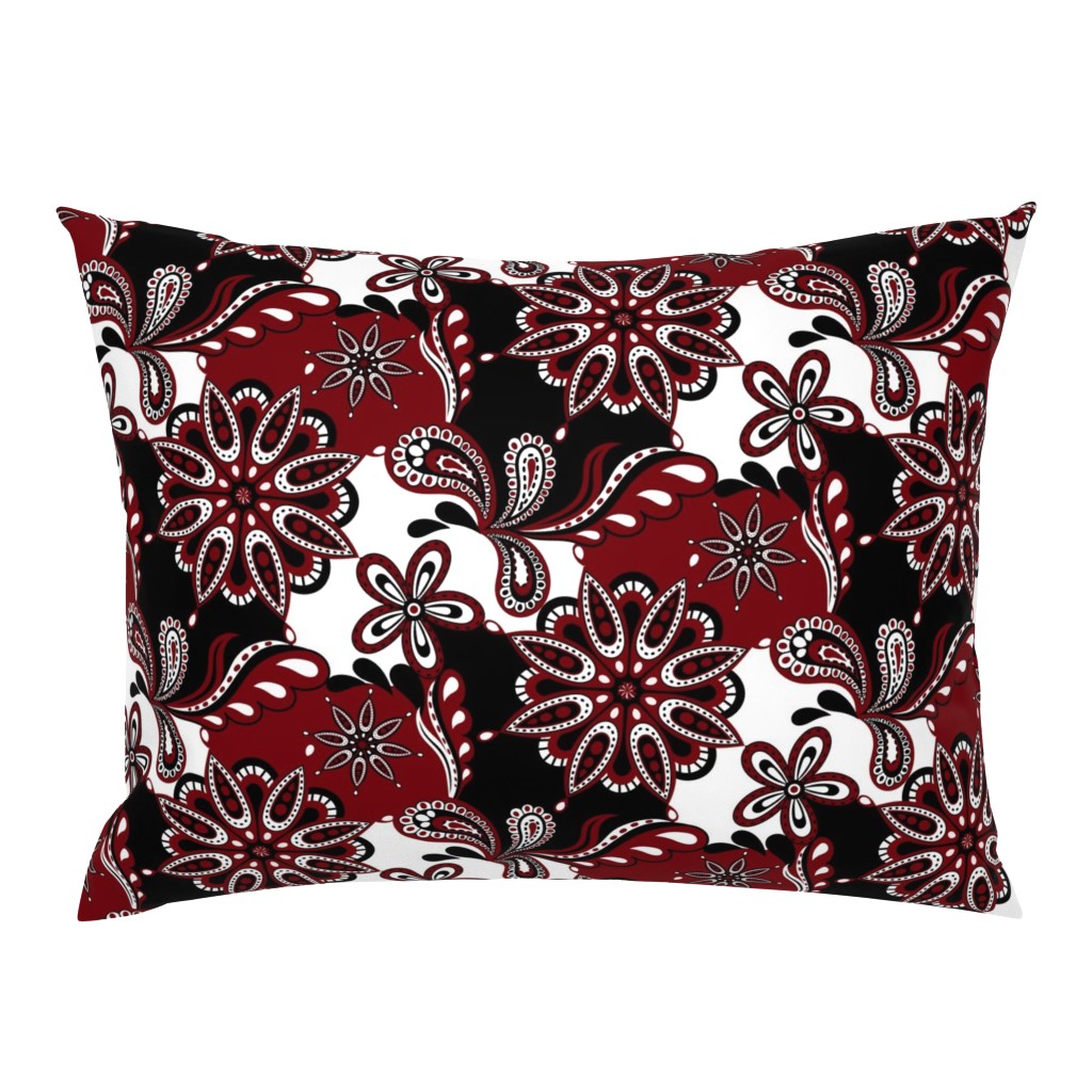 Garnet and black team color Paisley Mandala