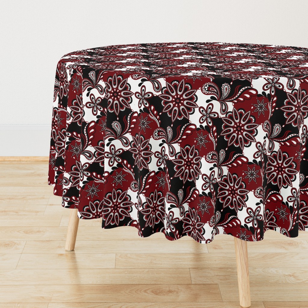 Garnet and black team color Paisley Mandala