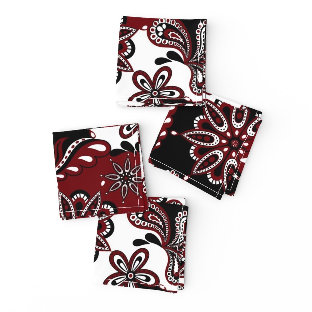 Garnet and black team color Paisley Mandala