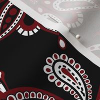 Garnet and black team color Paisley Mandala