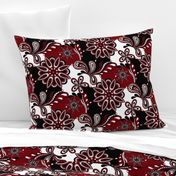 Garnet and black team color Paisley Mandala