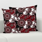 Garnet and black team color Paisley Mandala