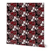 Garnet and black team color Paisley Mandala