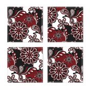 Garnet and black team color Paisley Mandala