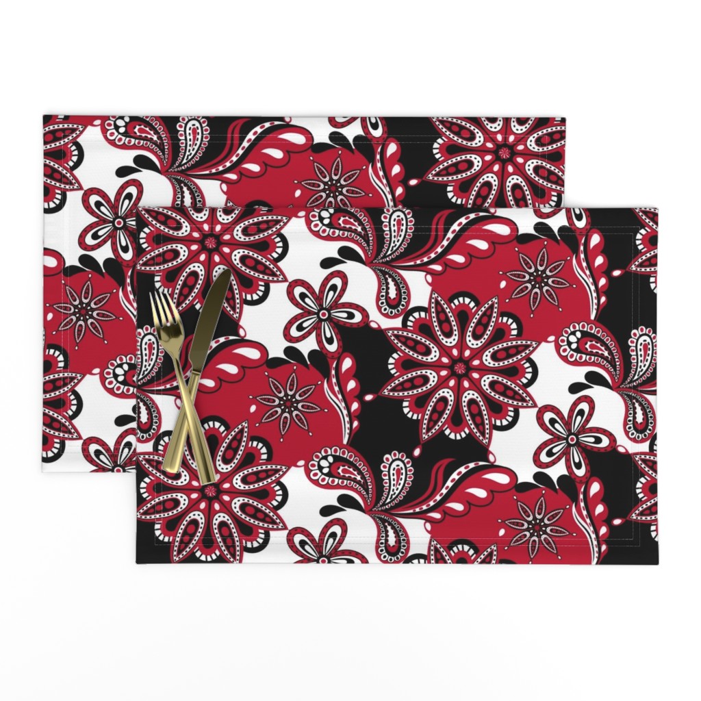 Red and black team color paisley mandala