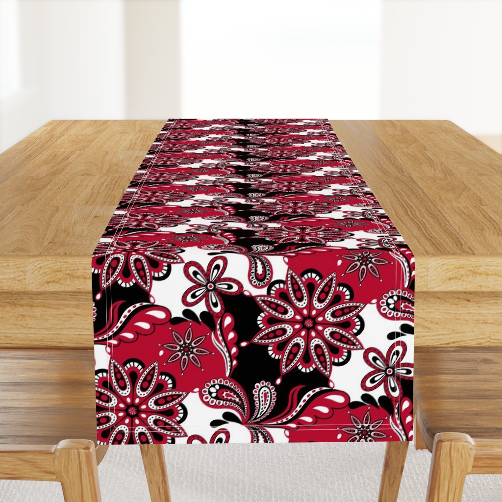 Red and black team color paisley mandala