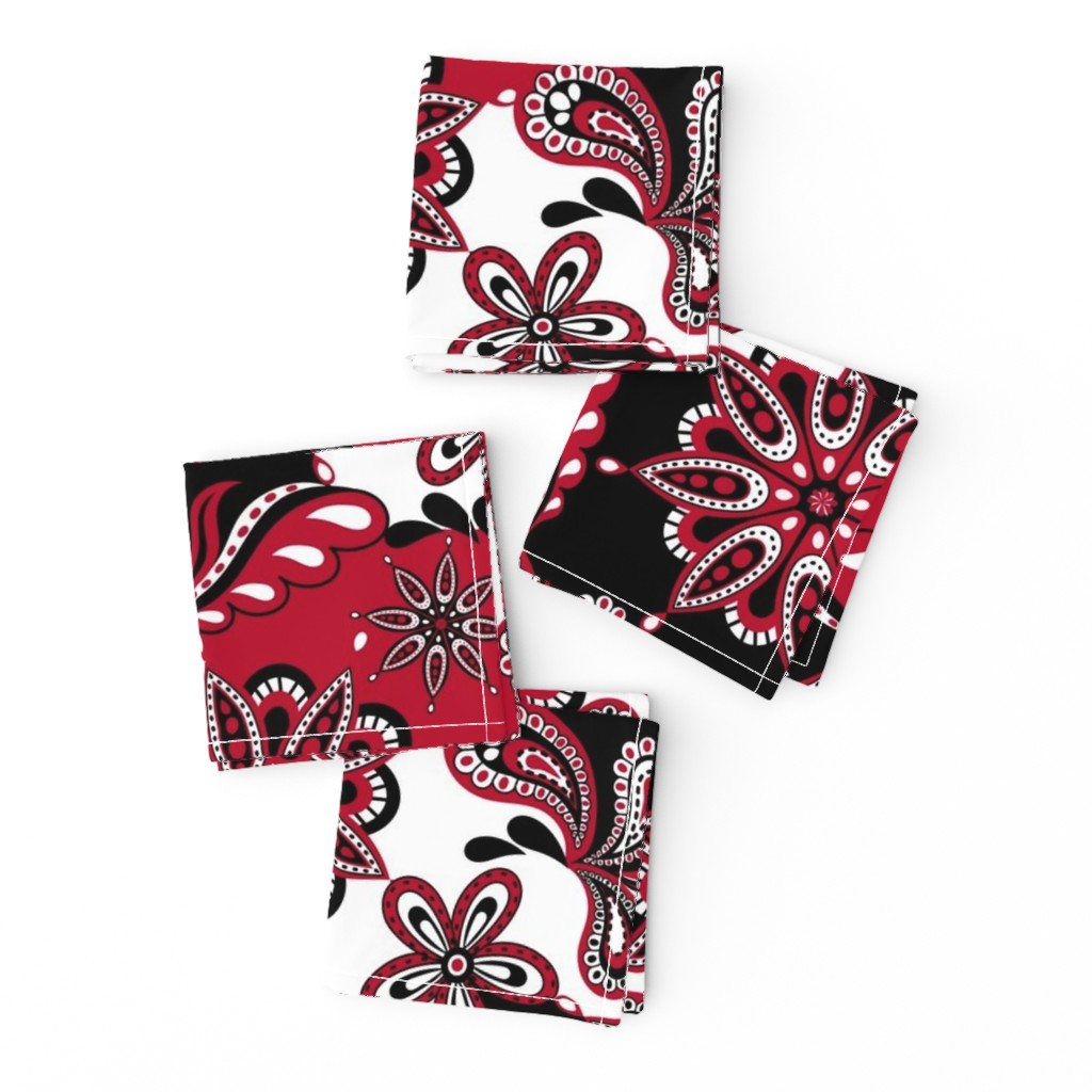 Red and black team color paisley mandala