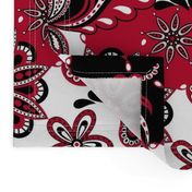 Red and black team color paisley mandala