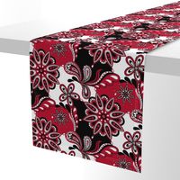 Red and black team color paisley mandala