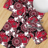 Red and black team color paisley mandala