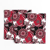 Red and black team color paisley mandala