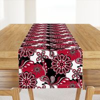 Red and black team color paisley mandala