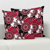 Red and black team color paisley mandala