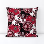 Red and black team color paisley mandala