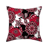 Red and black team color paisley mandala