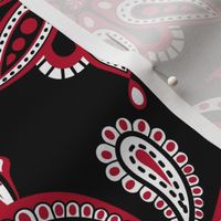 Red and black team color paisley mandala