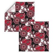 Red and black team color paisley mandala