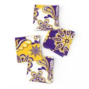 Purple and yellow team color Paisley mandala