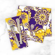 Purple and yellow team color Paisley mandala