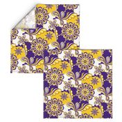 Purple and yellow team color Paisley mandala