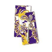 Purple and yellow team color Paisley mandala