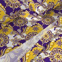 Purple and yellow team color Paisley mandala